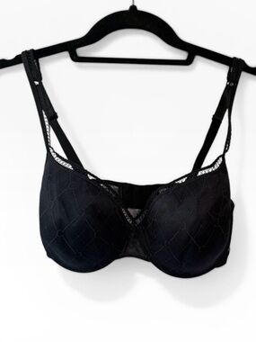 Chantelle Logo Patterned Underwire Bra Black Size 32DD